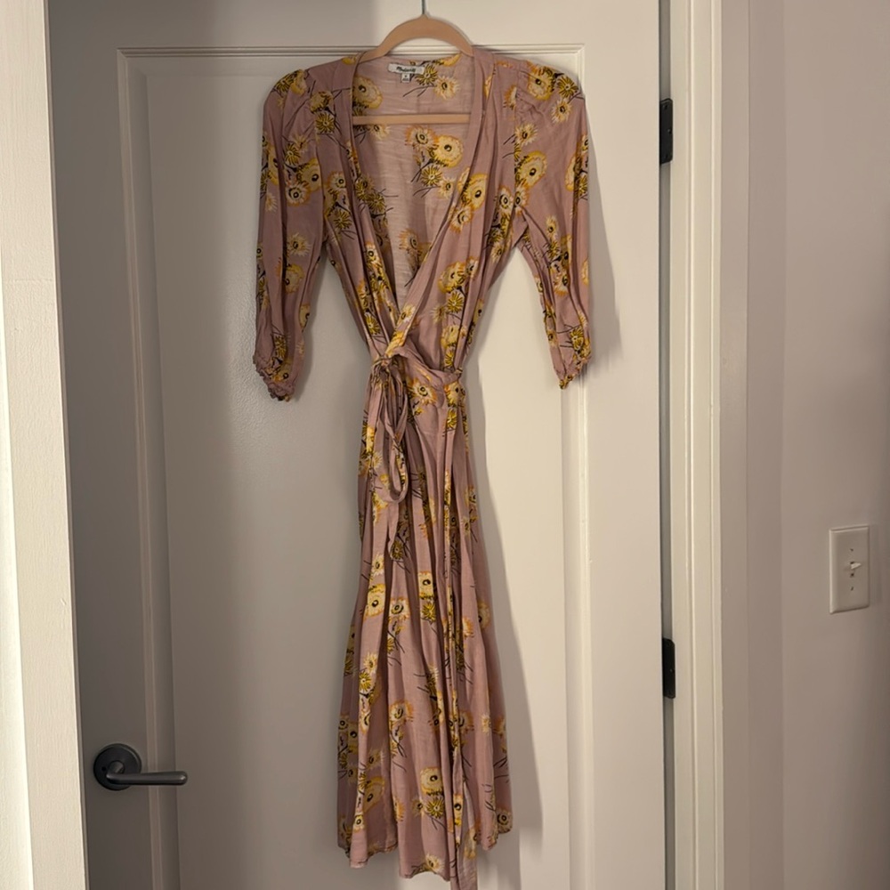 Madewell Linen Wrap Dress XS